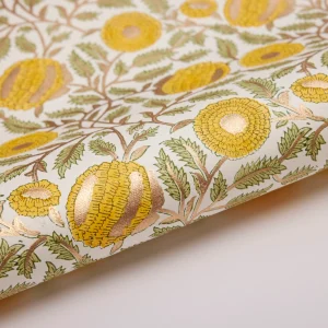 Papel de regalo grabado a mano caléndula amarillo