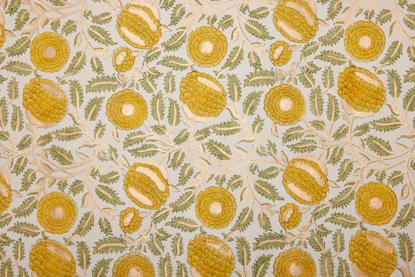 Papel de regalo grabado a mano caléndula amarillo - Imagen 2