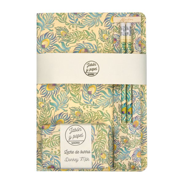 Pack cuaderno y jabón plumas