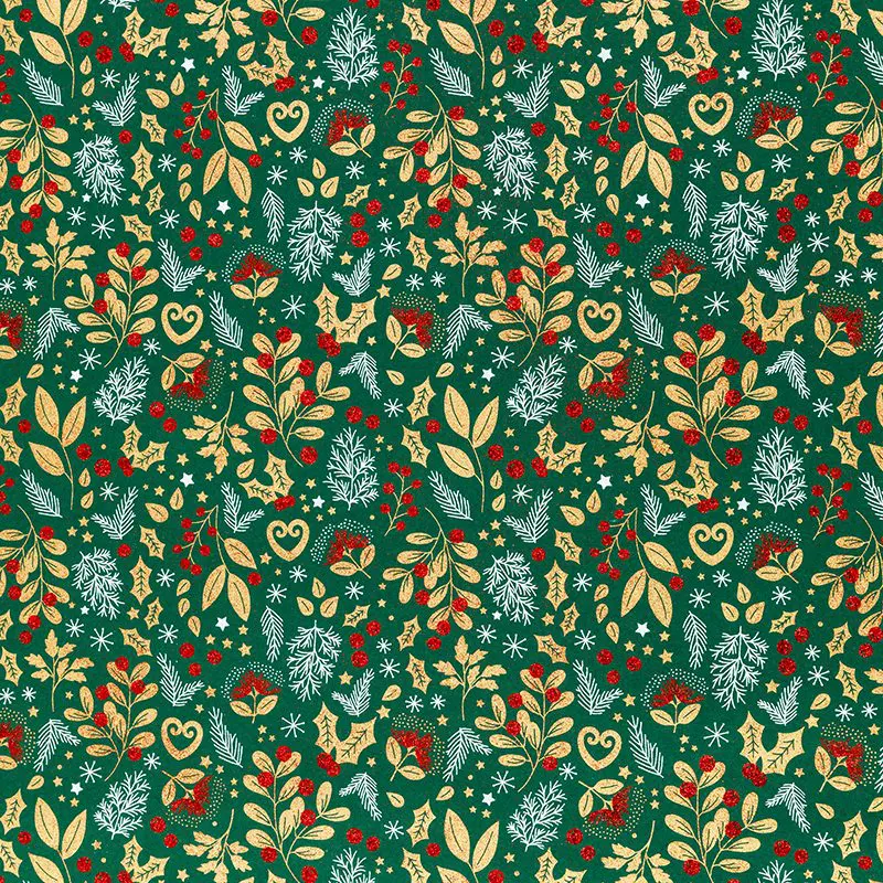 Papel de regalo con estampado de acebo