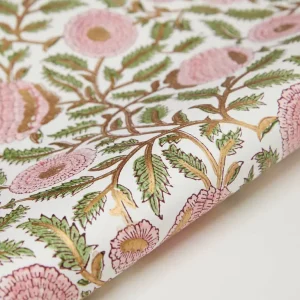 Papel de regalo grabado a mano caléndula rosa