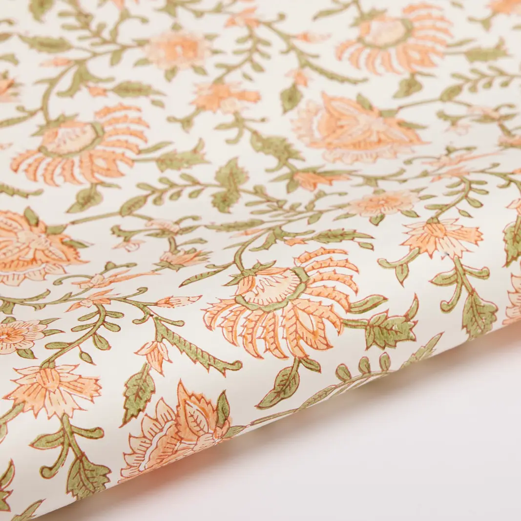 Papel de regalo grabado a mano flora coral