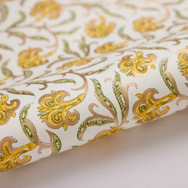 Papel de regalo grabado a mano iris amarillo dorado