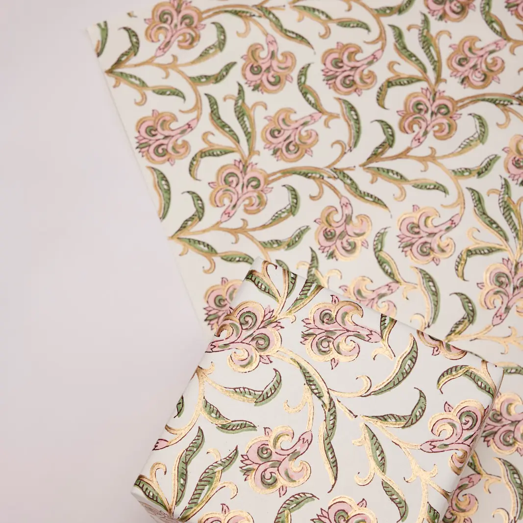 Papel de regalo grabado a mano iris rosa dorado - Imagen 2