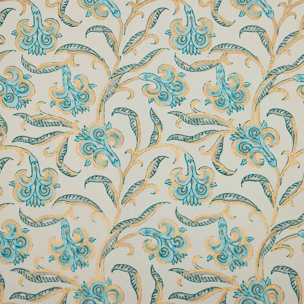 Papel de regalo grabado a mano iris turquesa dorado - Imagen 3