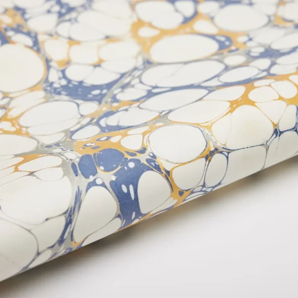 Papel de regalo marmolado burbujas azul