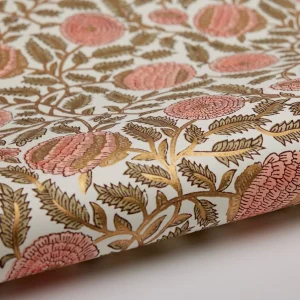 Papel de regalo grabado a mano caléndula coral
