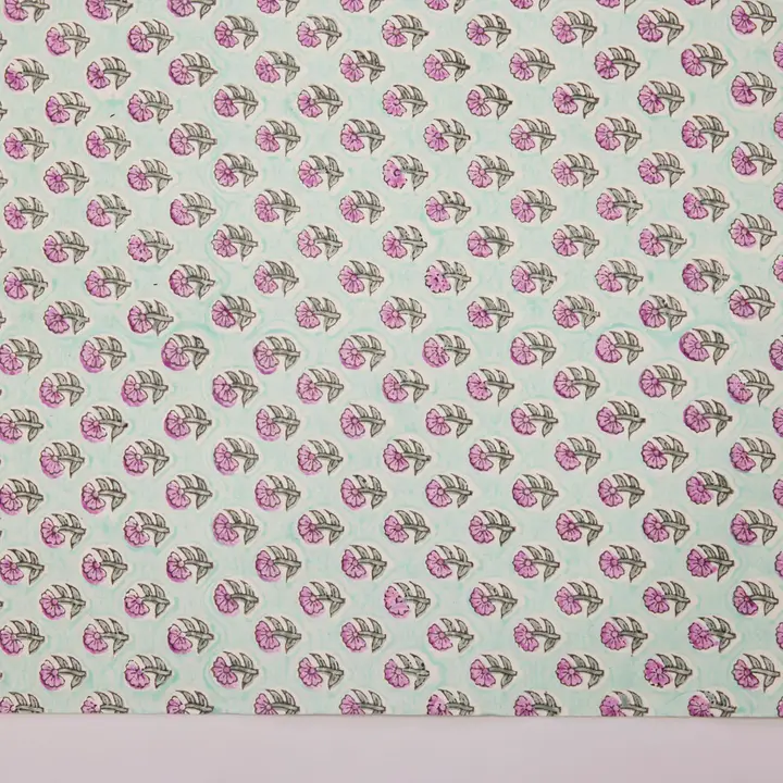 Papel de regalo grabado a mano daisy verde azulado - Imagen 3