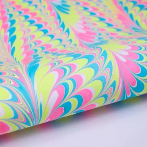 Papel de regalo pavo real neón