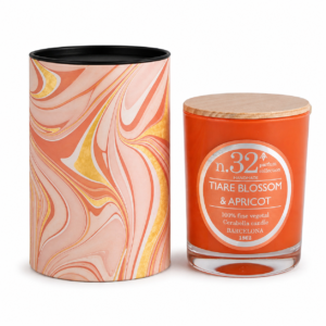 vela perfumada tiare y albaricoque cerabella para jabon y papel