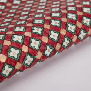Papel de regalo grabado a mano cuadros florales escarlata