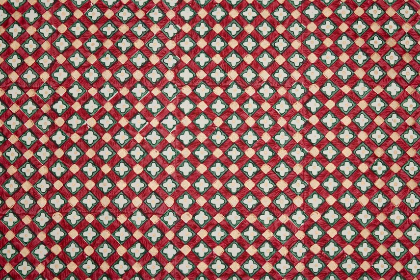 Papel de regalo grabado a mano cuadros florales escarlata - Imagen 2