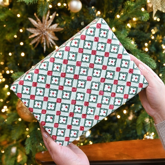 Papel de regalo grabado a mano cuadros florales - Imagen 5