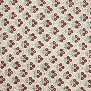 Papel de regalo artesanal grabado a mano con panel de flores rojas de Jabón y Papel.