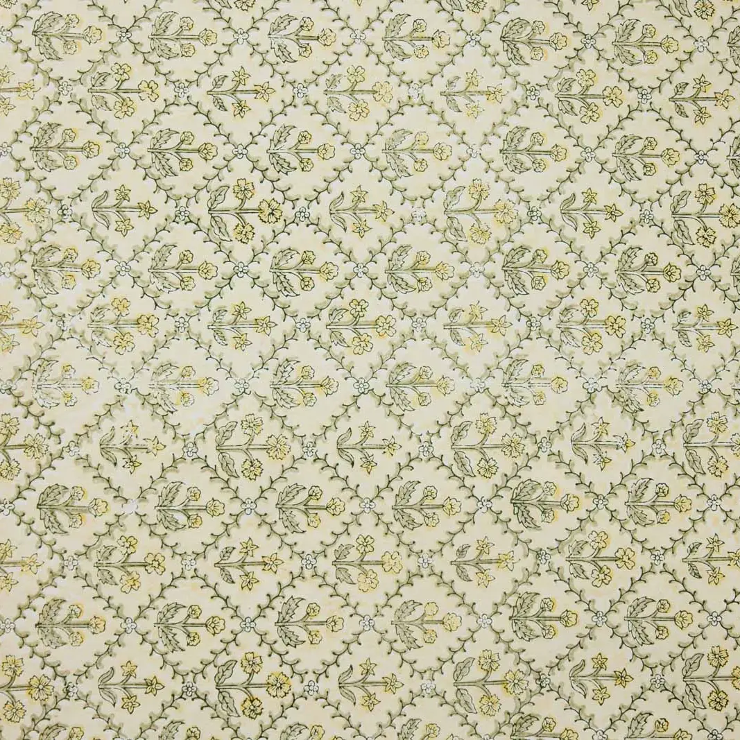 Papel de regalo grabado a mano bloque floral vainilla - Imagen 2