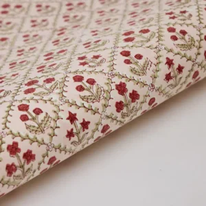 Papel de regalo grabado a mano bloque floral rojo